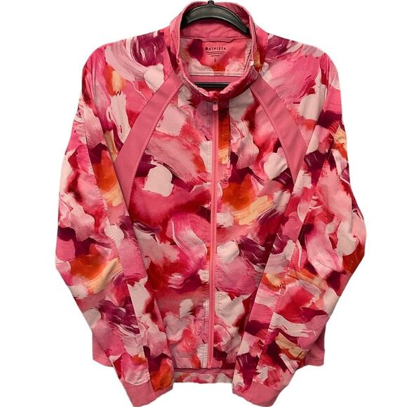 Athleta Run With It Printed Jacket Full Zipper Floral Pink Petals Size Large - Picture 4 of 9